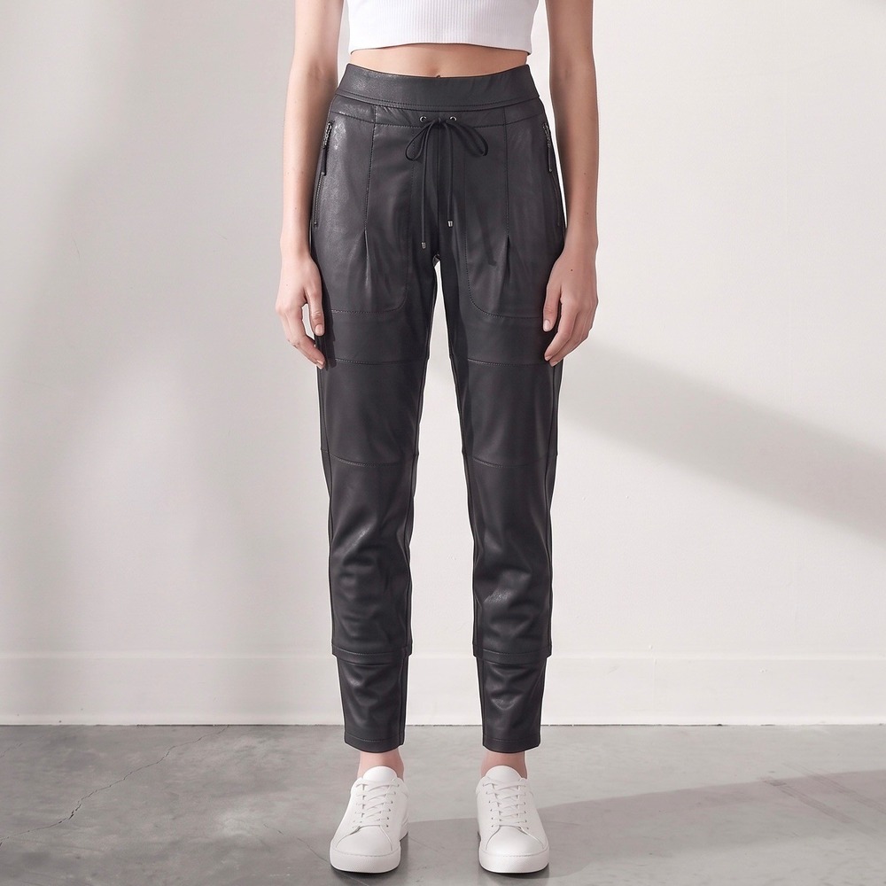 Raffaello Rossi Candy Vegan Faux Leather Pant Jogger Black size 34 / US 4